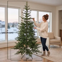 HOMCOM 7ft Prelit Sparse Christmas Tree with Downswept Hinges Warm White LED Lights, Green(m-3)