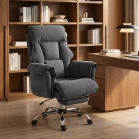 HOMCOM Executive Office Chair, Reclining Computer Chair with Footrest, High Back, Headrest, Adjustable Height, Dark Gray(m-10)