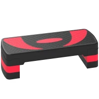 Soozier Adjustable Aerobic Stepper, Exercise Step Platform, Step Exercise Trainer, Workout Fitness Yoga Risers, 4"-6"-8", Red(m-13)