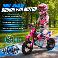 Qaba 36V Electric Dirt Bike for Kids with Brushless Motor, Up to 9.9 MPH, Inflatable Tires and Rear Suspension, Pink(m-4)