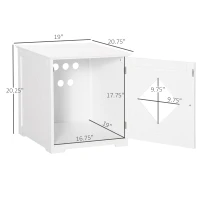 PawHut Cat Litter Box Enclosure End Table, Indoor Cat Washroom with Magnetic Door, Hidden Litter Box Nightstand with Large Tabletop, Easy Assembly, White(m-3)
