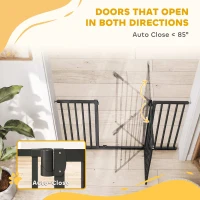 PawHut Baby Gate, Pet Gate with 3 Extensions, Auto-Close, Two-Way Open, Pressure Mounted, 36"H, Black(m-5)