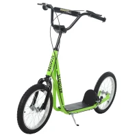 Aosom Youth Scooter Kick Scooter for Kids 5+ with Adjustable Handlebar Front and Rear Dual Brakes, Light Green(m-11)