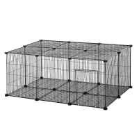 PawHut Pet Playpen Small Animal Cage 22 Panels Portable Metal Wire Yard Fence with Door for Rabbit Chinchilla Hedgehog Guinea Pig(m-11)