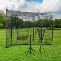 Soozier Softball and Baseball Net with Strike Zone, Tee, Caddy, and Portable Carry Bag for Pitching and Hitting Training(m-10)