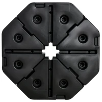 Outsunny 4 PC Patio Umbrella Base, Outdoor Hexagon Stand Cantilever Offset Umbrella Weights with Easy-Fill Spouts, 229 lb. Capacity Water or 275lb Capacity Sand, Black(m-9)