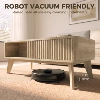 HOMCOM 40" Fluted Lift Top Coffee Table with Storage, Mid-Century Coffee Table with Hidden Compartment, Open Shelf, Oak(m-6)