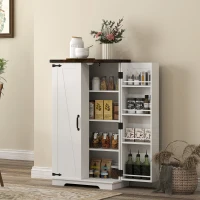 HOMCOM Farmhouse Kitchen Pantry Storage Cabinet, Kitchen Pantry Cabinet with Doors and Adjustable Shelves, White(m-8)