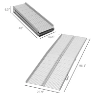 HOMCOM 8' Foldable Handicap Ramp for Home, Steps, Doorways, Aluminum Portable Wheelchair Ramp, Textured Threshold Ramp, Silver(m-3)