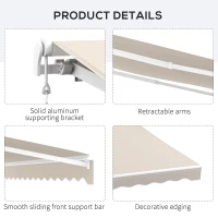 Outsunny 16'x10' Electric Retractable Awning Sunshade Shelter with Remote Controller & Crank Handle for Deck Balcony Yard, Cream(m-7)