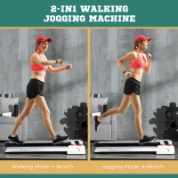 Soozier Compact Walking Pad, 2-in1 Under Desk Treadmill, Walking Jogging Machine with Bluetooth, Remote Control, 12 Pre-Programs, Transport Wheels, Installation-Free, for Home Gym Office(m-10)