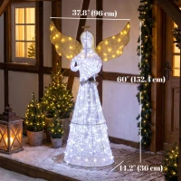 Outsunny 5ft Lighted Christmas Praying Angel Decoration with 180 LED Lights, 8 Modes, Daily Timer, for Sheltered Patio, Yard(m-3)