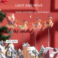 HOMCOM Christmas Village, Santa & Deer Skating Pond Animated Winter Wonderland Set with Multicolored LED Light, Battery Operated Christmas Decoration(m-6)
