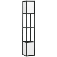 HOMCOM Modern Shelf Floor Lamp with Dual Ambient Light, Standing Lamp Living Room, Bedroom, 10.25"x10.25"x61.5", Black