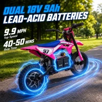 Qaba 36V Electric Dirt Bike for Kids with Brushless Motor, Up to 9.9 MPH, Inflatable Tires and Rear Suspension, Pink(m-6)