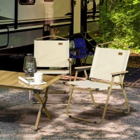 Outsunny Set of 2 Camping Chair, Lightweight Folding Chair, Portable Armchairs, Excellent for Festivals, Fishing, Beach and Hiking, Beige(m-1)