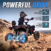Qaba 24V 2 Seater Ride On Toys, Kids ATV 4 Wheeler with Dual Motors, High & Low Speed for Boys Girls Aged 3-8 Years, Black(m-4)