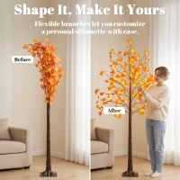 HOMCOM 6FT Artificial Lighted Maple Tree with 96 LED Lights, Daily Timer, Fall Decoration with Bendable Branches(m-6)