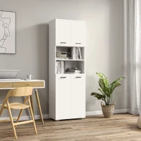 kleankin Bathroom Cabinet, Freestanding Linen Cabinet with Open Shelves and Cupboards, 23.6"x13.2"x72", White(m-10)