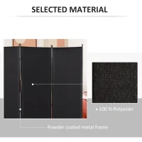 HOMCOM 6' 3 Panel Room Divider, Double Hinged Folding Wall Divider, Indoor Privacy Screen for Home Office, Black(m-5)
