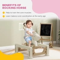 Qaba 5 in 1 Rocking Horse for Toddlers 1-3 Years with Detachable Balance Board, Push Handle, Footrest, Cream White(m-5)