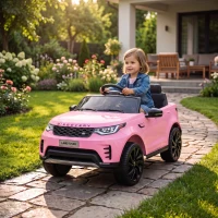Qaba 12V Electric Car for Kids, Licensed Land Rover Ride on Car with Parent Remote, Soft Start, 4 Wheel Suspension, Pink(m-8)