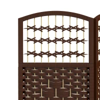 HOMCOM 6 Panel Folding Room Divider, Portable Privacy Screen, Wave Fiber Room Partition for Home Office, Brown(m-7)