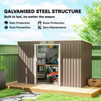 Outsunny 9' x 4' Garden Metal Storage Shed Outdoor Equipment Tool Box with Foundation Kit, Ventilation & Doors, Light Grey(m-4)