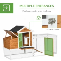 PawHut 76" Wooden Chicken Coop with Safe and Healthy Non-Polluting Materials, Outdoor Hen House Poultry Cage with Weatherproof Materials(m-5)