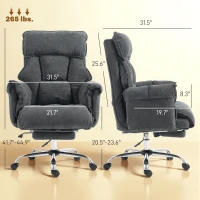 HOMCOM Executive Office Chair, Reclining Computer Chair with Footrest, High Back, Headrest, Adjustable Height, Dark Gray(m-3)