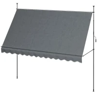 Outsunny 11.5' x 4' Manual Retractable Awning, Non-Screw Freestanding Patio Awning, UV Resistant, for Window or Door, Dark Grey(m-2)