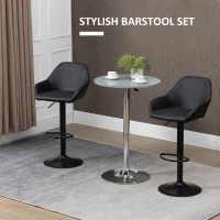 HOMCOM Adjustable Bar Stools, Swivel Counter Height Barstools with Footrest and Back, PU Leather and Steel Round Base, Black(m-4)