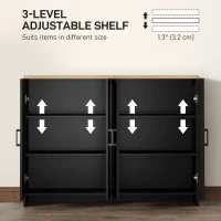 HOMCOM Modern Sideboard Buffet Cabinet, Modern Kitchen Storage Cabinet with 4 Doors Adjustable Shelves, for Dining Room, Black(m-5)