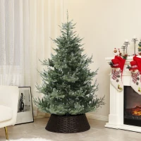 HOMCOM 6' Artificial Wide Christmas Tree Holiday Décor, with Easy-to-Shape Branches, Auto Open, Steel Base, Green(m-10)