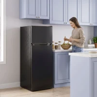 HOMCOM 7.7 Cu. Ft. Mini Fridge with Freezer, Compact Refrigerator with Adjustable Thermostat, Reversible Door, Black(m-8)