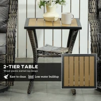 Outsunny 3 Piece Outdoor Bistro Set, Wicker Patio Furniture Set with Swivel Glider Chairs for Balcony, Porch, Grey(m-7)