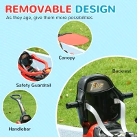 Qaba 3 in 1 Push Car Sliding Car with Removable Handle, Music, Horn, Canopy, Safety Guardrail, Red(m-5)
