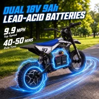 Qaba 36V Electric Dirt Bike for Kids with Brushless Motor, Up to 9.9 MPH, Inflatable Tires and Rear Suspension, Black(m-6)