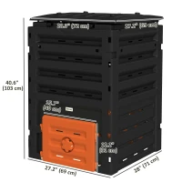 Outsunny Compost Bin, Garden Composter with 80 Vents and 2 Doors, 120 Gallon (450L), Orange(m-3)