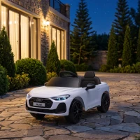 Qaba Audi A5L Licensed Electric Ride on Car for Kids 3-6 with Remote Control Dual Motors 4-Wheel Suspension Music, White(m-9)