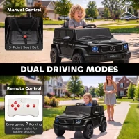 Qaba Licensed Mercedes-Benz G580 12V Kids Ride On Car with Remote, Soft Start, Headlights, Seat Belt, Music, USB, Horn, Black(m-5)