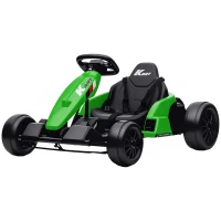 Qaba 24V Electric Go Kart with Dual 150W Motors, Adjustable Seat & 11.2MPH High Speed, Slow Start, 5-Point Harness, Green(m-1)