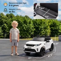Qaba 12V Electric Car for Kids, Licensed Land Rover Ride on Car with Parent Remote, Soft Start, 4 Wheel Suspension, White(m-3)