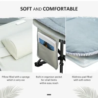 Outsunny Folding Camping Cot with Mat & Pillow, Double Layer Oxford Heavy Duty Sleeping Cot with Carry Bag Light Grey(m-7)