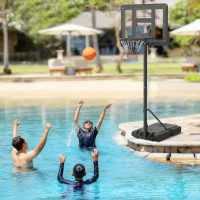 Soozier Portable Basketball Hoop, 7.5-10FT Height Adjustable Swimming Pool Basketball Goal with 43.25" Backboard, Wheels and Fillable Base, for Youth & Adults(m-8)