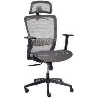 Vinsetto High-Back Mesh Home Office Chair with Coat Hanger, Computer Task Chair with Adjustable Height, Arms, Headrest and Lumbar Support, 360° Wheels and Seat, Reclining Function, Grey(m-1)