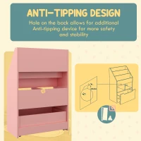 HOMCOM Kids Bookcase with Storage Drawer for Books, Reading Nook, for Classroom, Bedroom, Playroom, Pink(m-5)