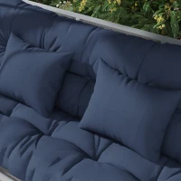 Outsunny 59" Tufted Bench Cushions & Throw Pillows, Replacement Bench Seat Pad, Back & 2 Pillows for Outdoor Furniture, Navy Blue(m-8)