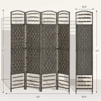 HOMCOM 4 Panel Room Divider, Folding Screen, 5.6', Dark Gray(m-3)