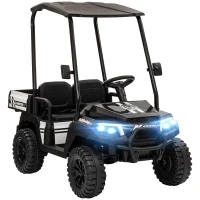 Qaba 24V 2 Seater Electric Car for Kids w/ Remote Control, 4 Wheels Spring Suspension, Soft Start, Storage, Sunshade, Black(m-9)